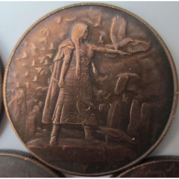 Beautiful ANTIGUE DARK TONE Celtic 1 OZ Copper Rounds Complete Set OF FIVE - Picture 3 of 7